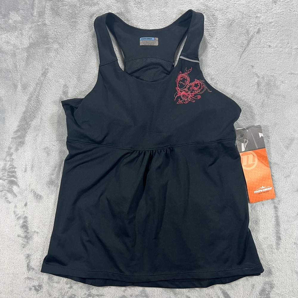 Novara Rhumba Tank Top Womens Large Black NWT‎ Cycling Racerback Graphic Pocket
